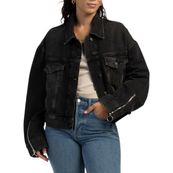 7 FOR ALL MANKIND Oli Cropped Trucker Jacket - Picture 1 of 3